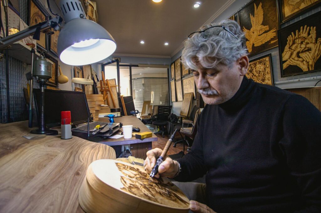 artist working in studio