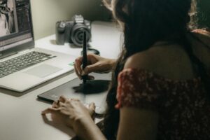 freelance graphic designer workspace